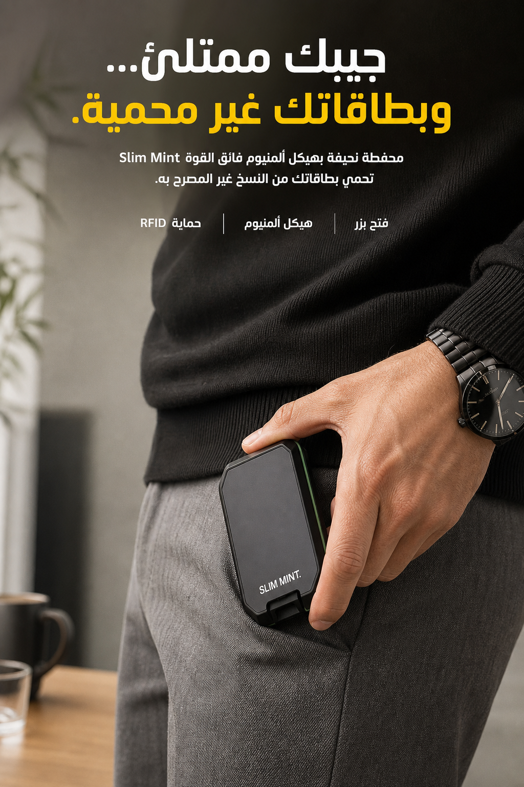 Slim Mint – محفظة ألمنيوم نحيفة مع حماية RFID